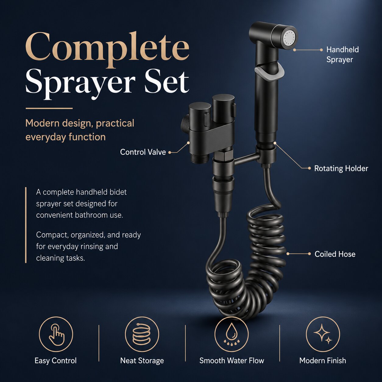 Premium Bidet Sprayer Set with Adjustable Water Pressure