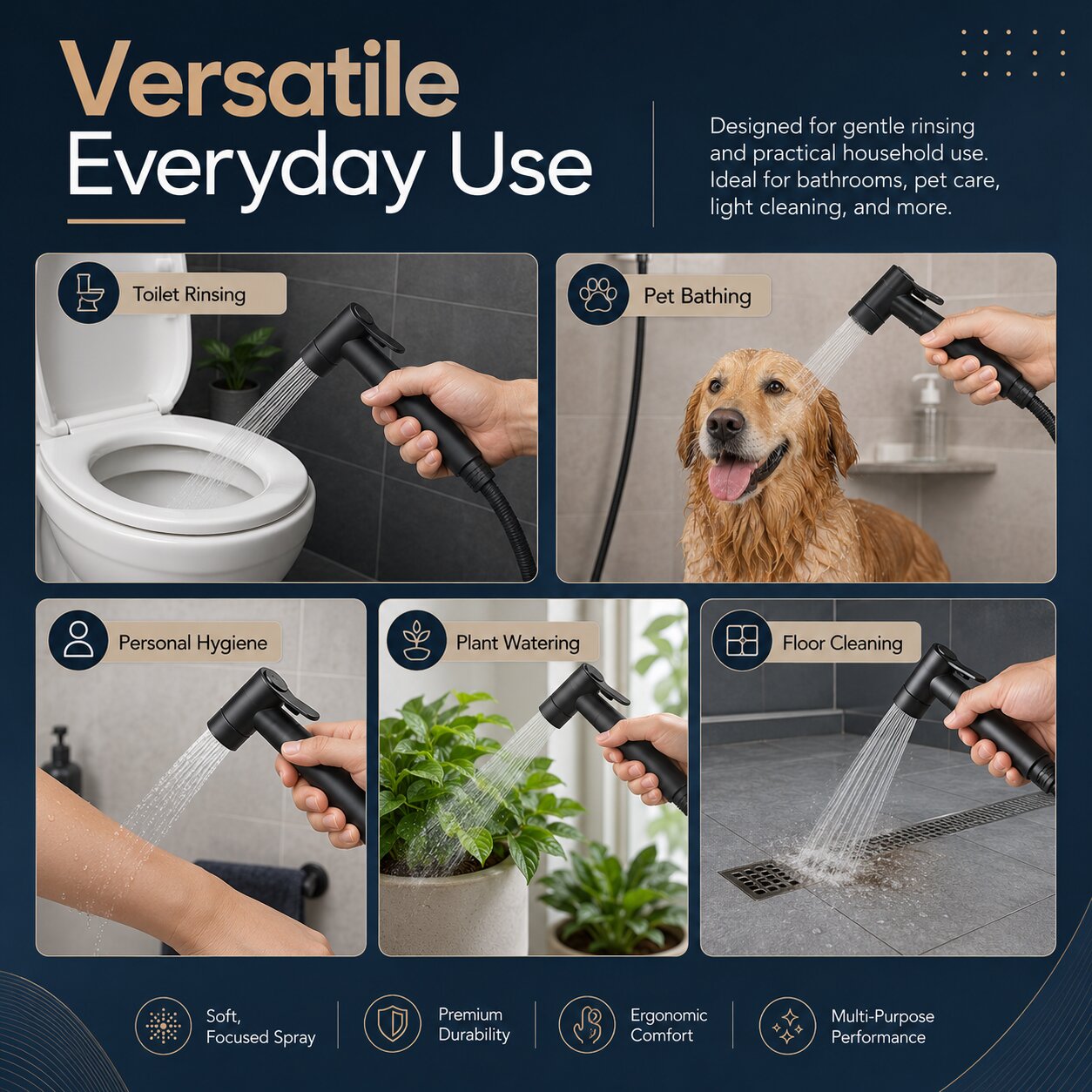 Premium Bidet Sprayer Set with Adjustable Water Pressure