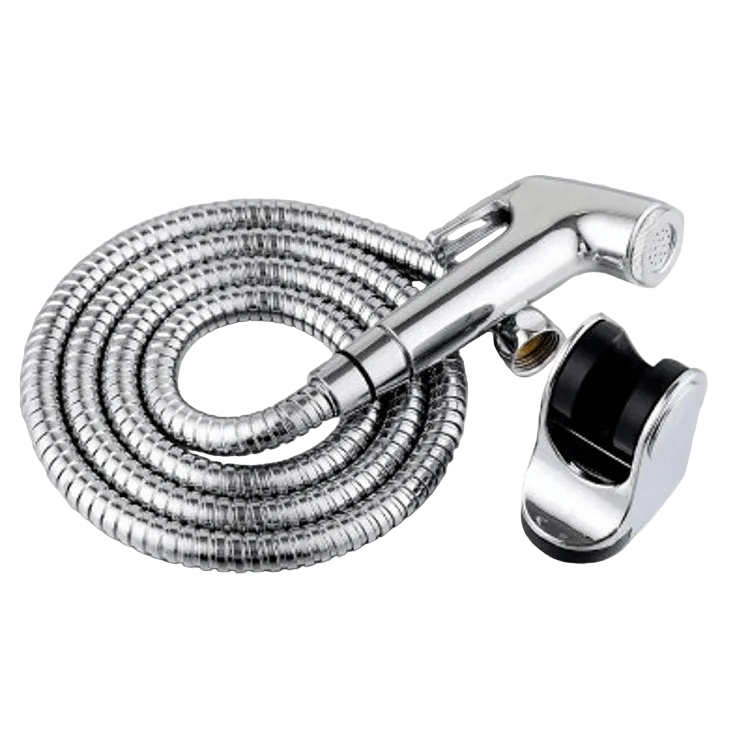 Chrome shower head and flexible hose 