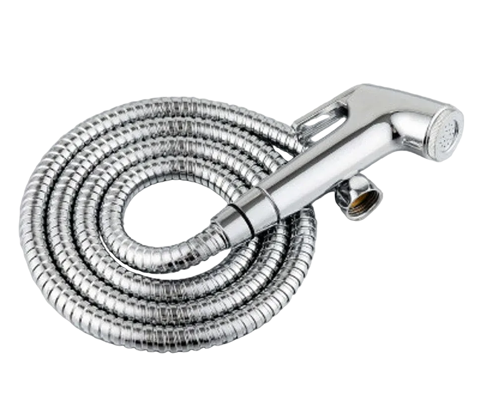 Chrome shower head with flexible hose 